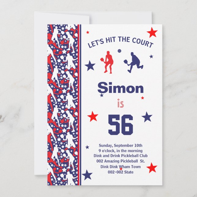 ⭐💪All American Stars Pickleball B'day + RSVP  Invitation (Front)