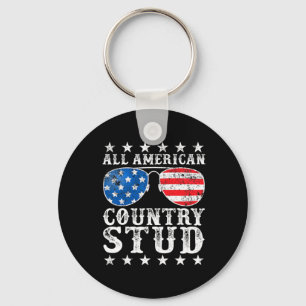 All American Stud Boy Country 4th Of July Usa Flag Key Ring