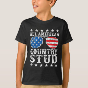 All American Stud Boy Country 4th Of July Usa Flag T-Shirt