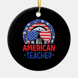All American Teacher 4th Of July Ceramic Tree Decoration