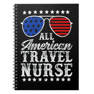 All American Travel Nurse Sunglasses USA 4th Of Ju Notebook