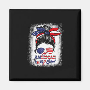 All American Trump Girl 4th Of July Messy Bun Pro  Magnet