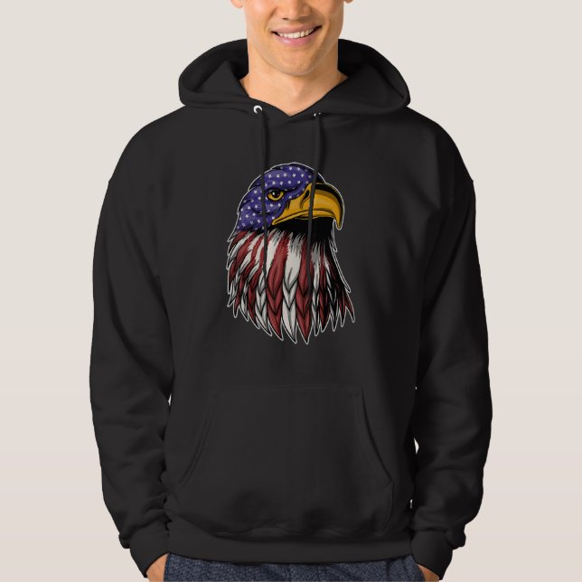 All American USA Flag Eagle 4th of July Patriotic  Hoodie (Front)
