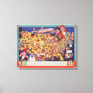 All-American Vintage Football Map Canvas Print