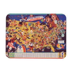 All-American Vintage Football Map Magnet