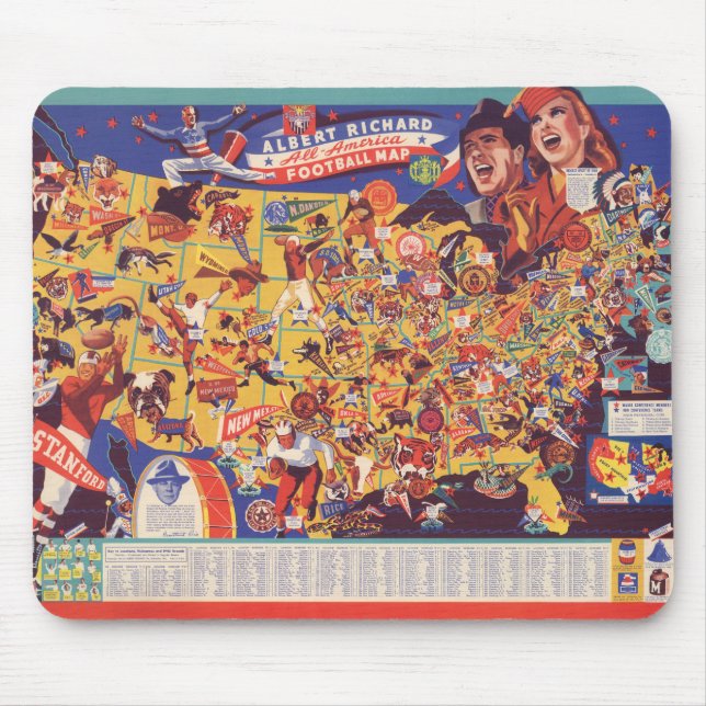 All-American Vintage Football Map Mouse Pad (Front)