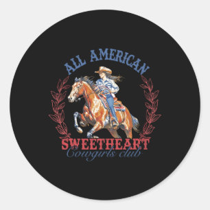 All American Western Sweetheart Cowgirls Club 4th  Classic Round Sticker