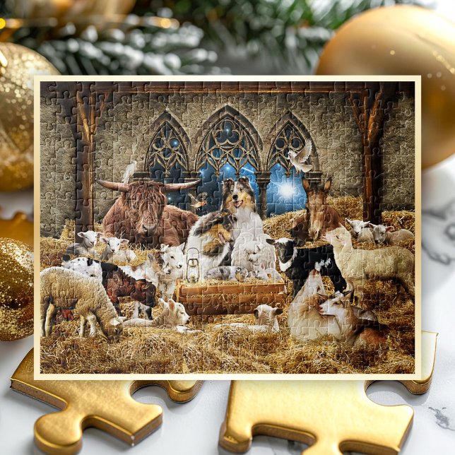 All-Animals Christmas Nativity, Rough Collies - Jigsaw Puzzle (Creator Uploaded)