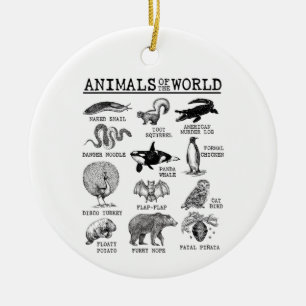 All Animals of the World Vintage Funny Animal Meme Ceramic Tree Decoration