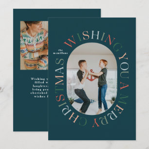 All Around Merry Christmas Colourful Photo Card