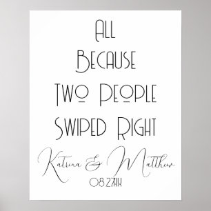 All Because Two People Swiped Right wedding Funny Poster