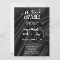 All Black Affair adult woman birthday invitation.