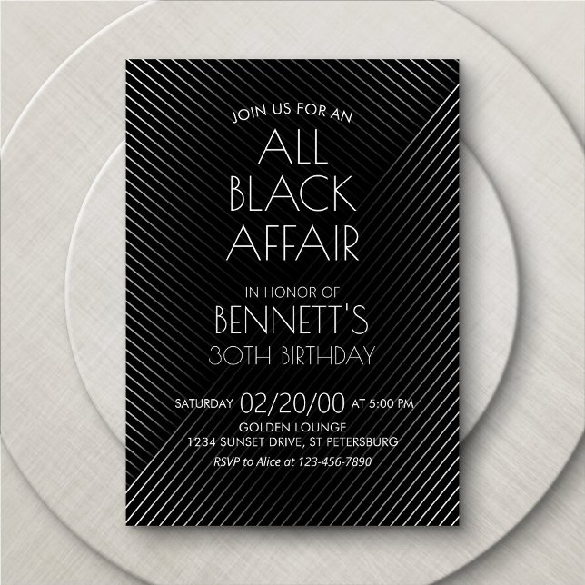 All Black Affair Birthday Invitation (Creator Uploaded)