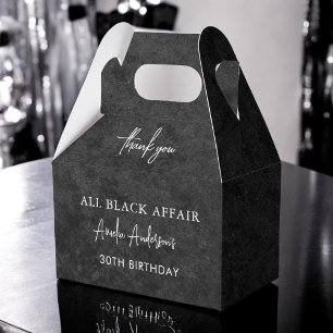 All Black Affair Birthday Party Modern Elegant Favour Box