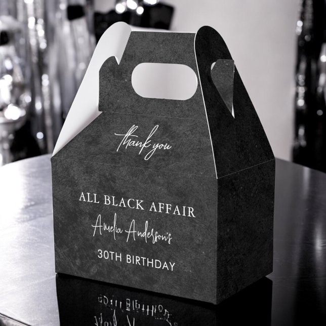 All Black Affair Birthday Party Modern Elegant Favour Box (Creator Uploaded)