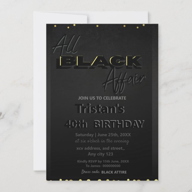 All Black Affair  Invitation (Front)