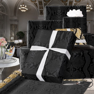 All Black Exotic Boa Constrictor Snakeskin Wrapping Paper