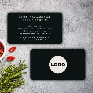 All Black Logo Chef Caterer Minimal Business Card