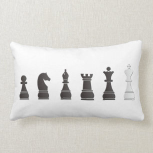 All black one white, chess pieces lumbar cushion