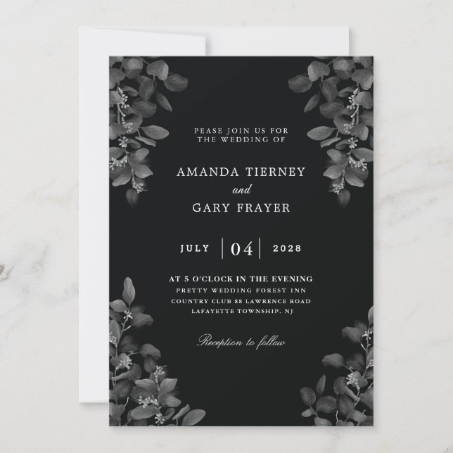 All black wedding invitations (Front)