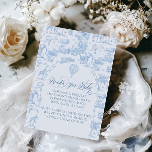 All Blue Toile Safari Animal Baby Boy Shower Enclosure Card
