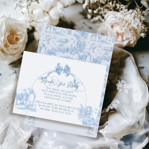 All Blue Toile Safari Animal Baby Boy Shower Enclosure Card