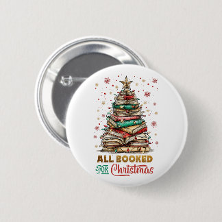 All Booked for Christmas 6 Cm Round Badge