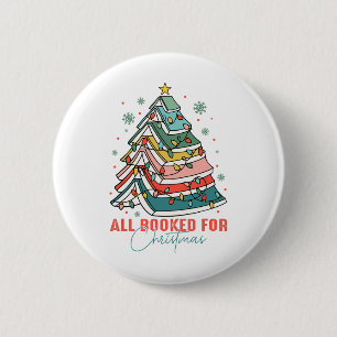 All Booked For Christmas Book Christmas Tree Light 6 Cm Round Badge