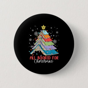 All Booked For Christmas Book Christmas Tree Light 6 Cm Round Badge