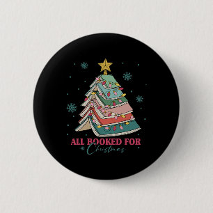 All Booked For Christmas Book Christmas Tree Light 6 Cm Round Badge