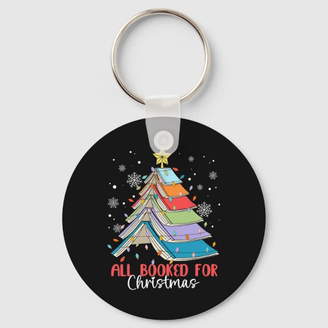 All Booked For Christmas Book Christmas Tree Light Key Ring (Front)