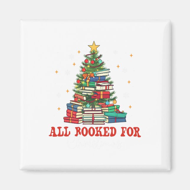 All Booked For Christmas Book Christmas Tree Light Magnet (Front)