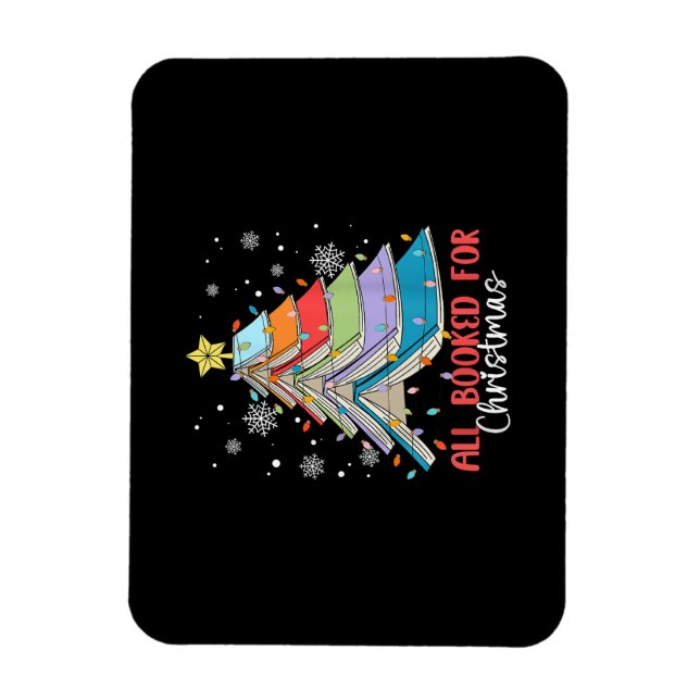 All Booked For Christmas Book Christmas Tree Light Magnet (Vertical)