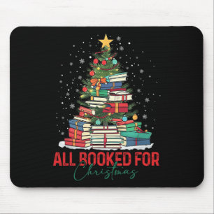 All Booked For Christmas Book Christmas Tree Light Mouse Pad