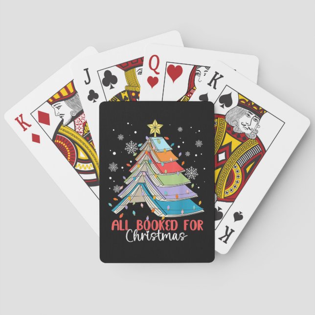 All Booked For Christmas Book Christmas Tree Light Playing Cards (Back)