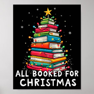 All Booked For Christmas Book Christmas Tree Light Poster