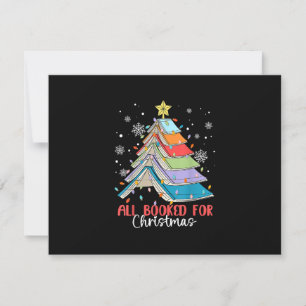 All Booked For Christmas Book Christmas Tree Light RSVP Card