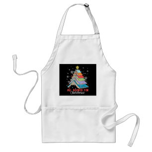 All Booked For Christmas Book Christmas Tree Light Standard Apron