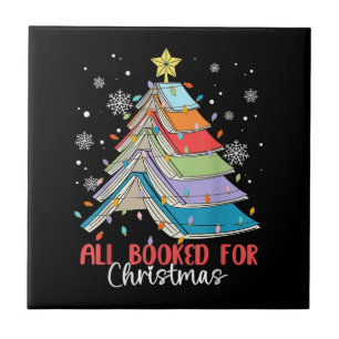 All Booked For Christmas Book Christmas Tree Light Tile