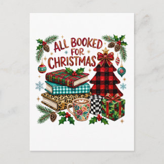 All Booked for Christmas Book Lover Announcement Postcard