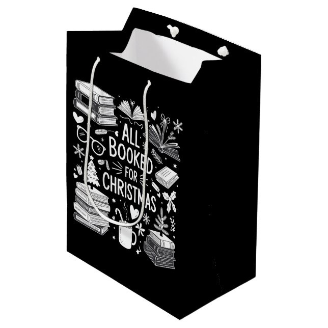 All Booked for Christmas Book Lover Bookish Gifts Medium Gift Bag (Front Angled)