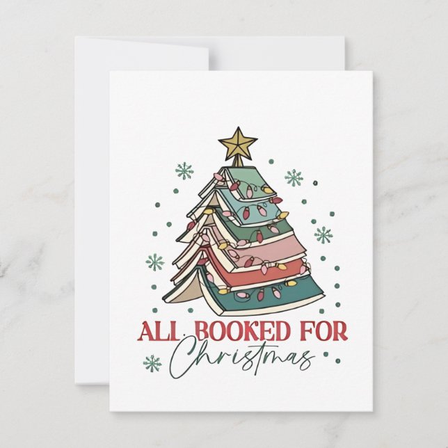 All Booked For Christmas Book Lover Christmas Xmas Card (Front)