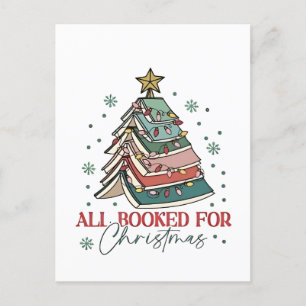 All Booked For Christmas Book Lover Christmas Xmas Invitation Postcard