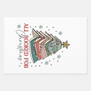 All Booked For Christmas Book Lover Christmas Xmas Wrapping Paper Sheet