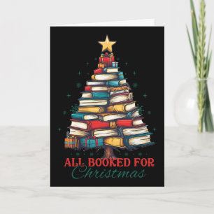 All Booked For Christmas Book Tree Lights Christma Card