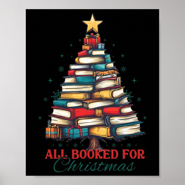 All Booked For Christmas Book Tree Lights Christma Poster (Front)