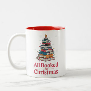 All Booked For Christmas Book Tree Lights  Two-Tone Coffee Mug