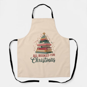 All Booked for Christmas Book Tree Xmas Teacher Apron