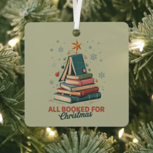 All Booked for Christmas Book Tree Xmas Teacher Metal Tree Decoration