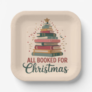 All Booked for Christmas Book Tree Xmas Teacher  Paper Plate